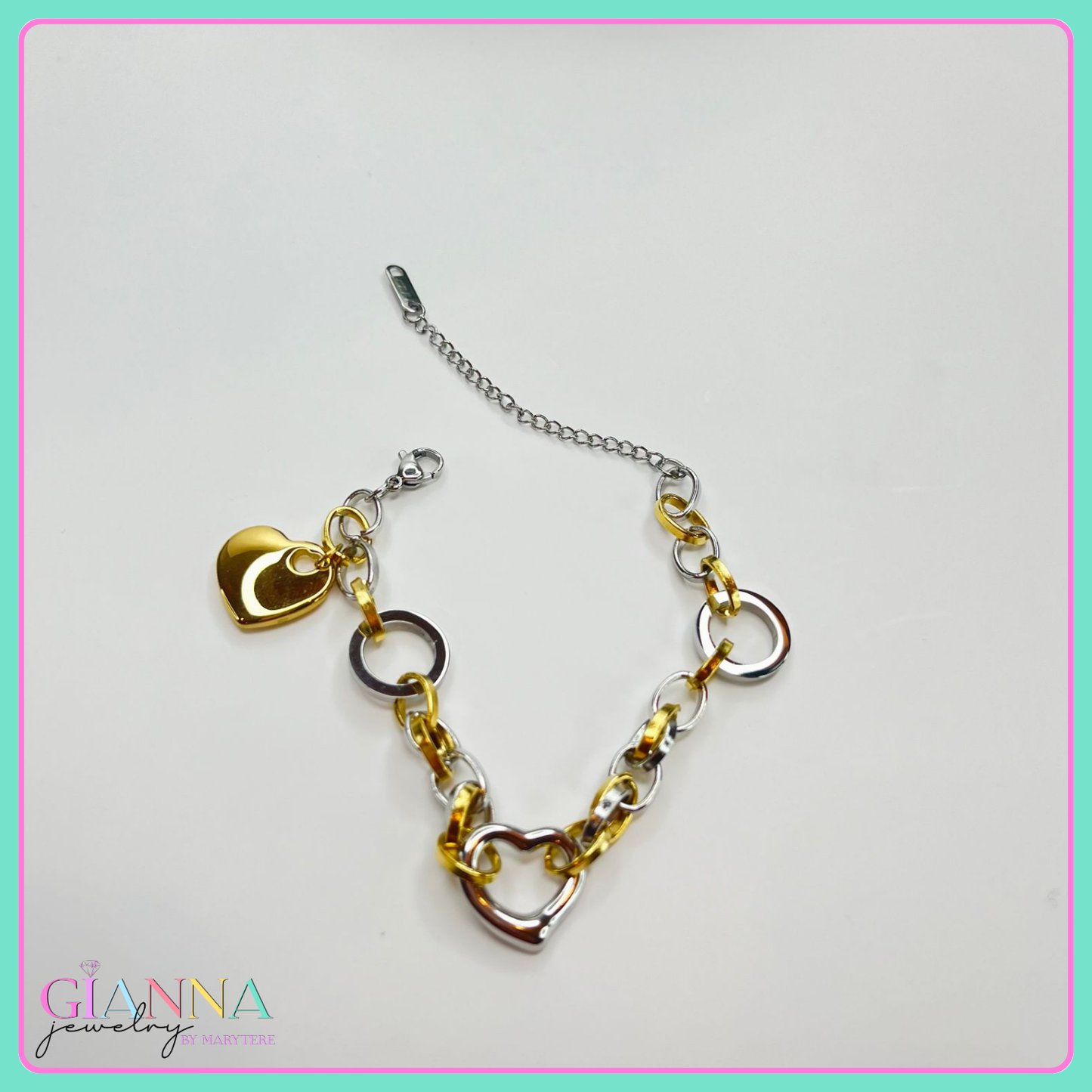 Two Tone Heart Bracelet