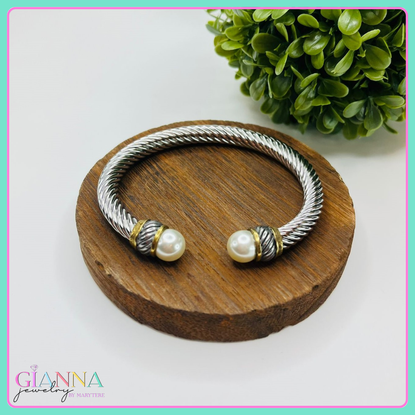 Two Tone Twisted Bangle Bracelet