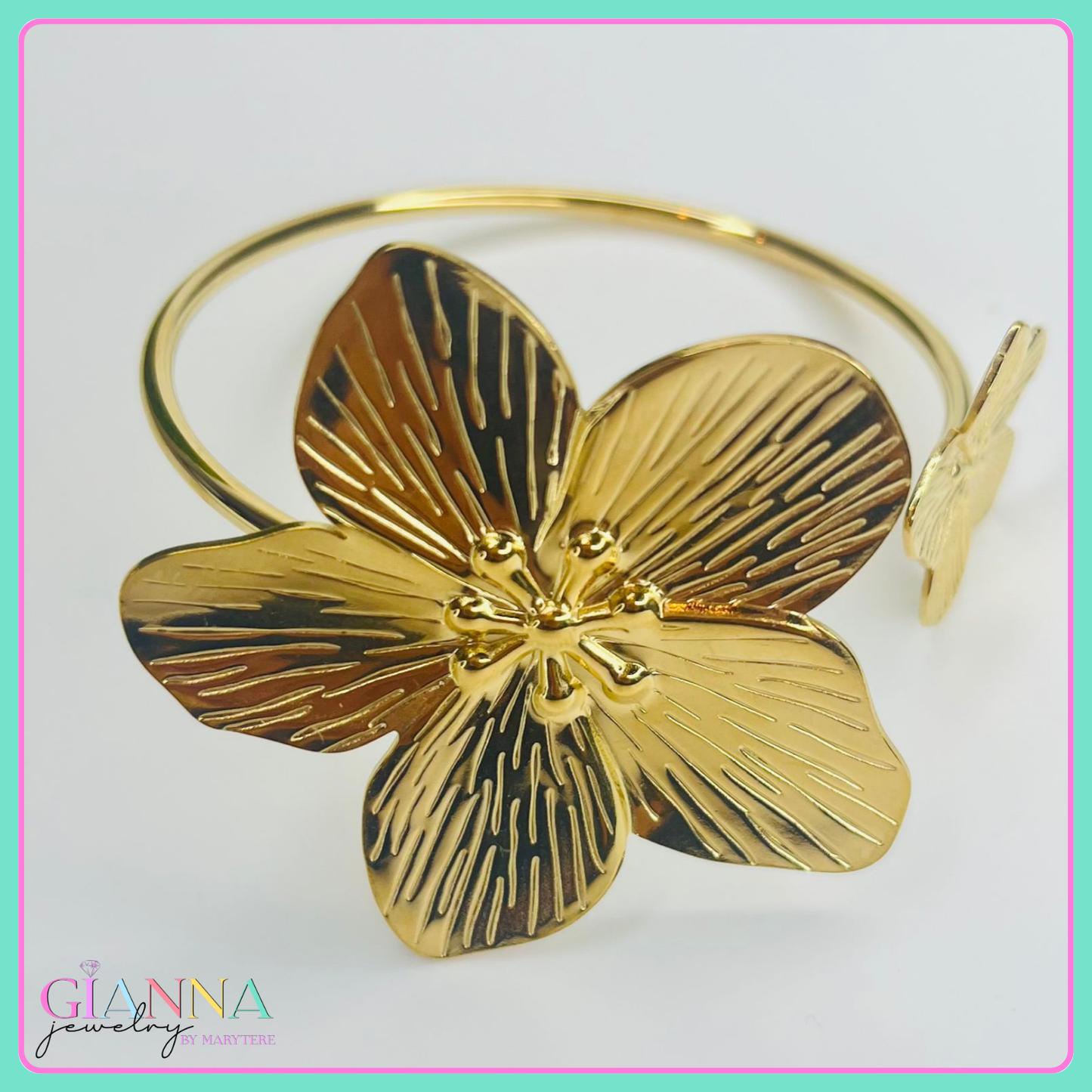 Flower Bangle Bracelet "Amapola"
