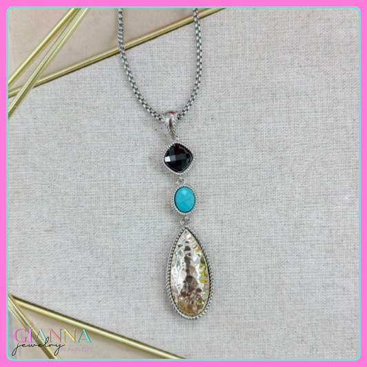 Enhanced Blue Turquoise Pendant Necklace