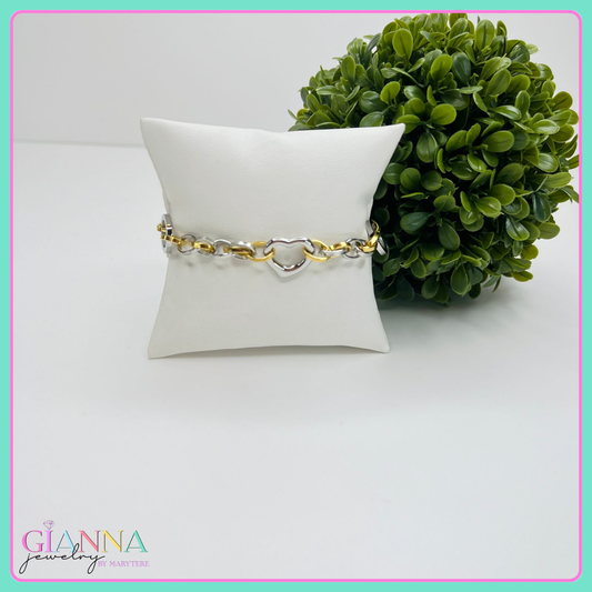 Two Tone Heart Bracelet
