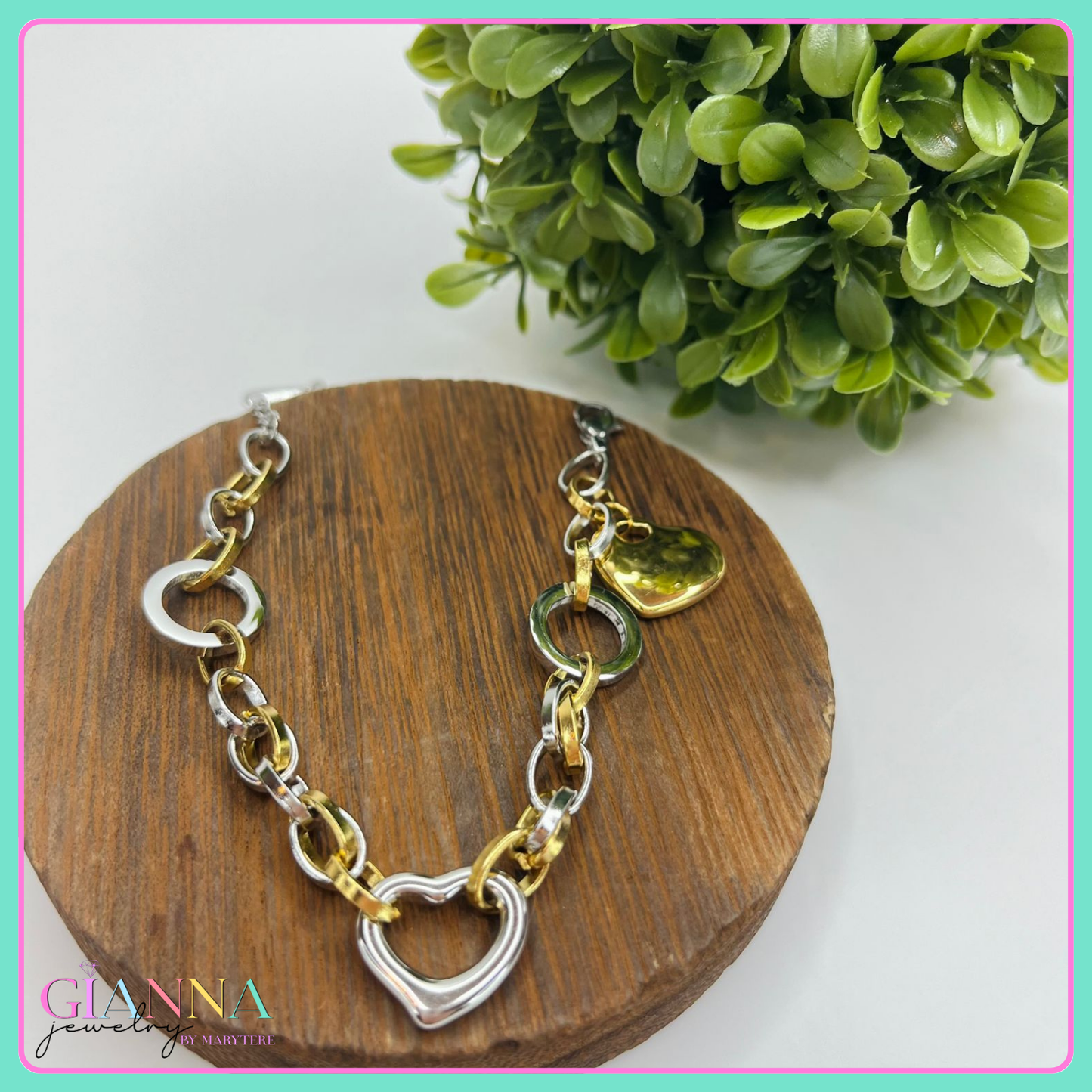 Two Tone Heart Bracelet