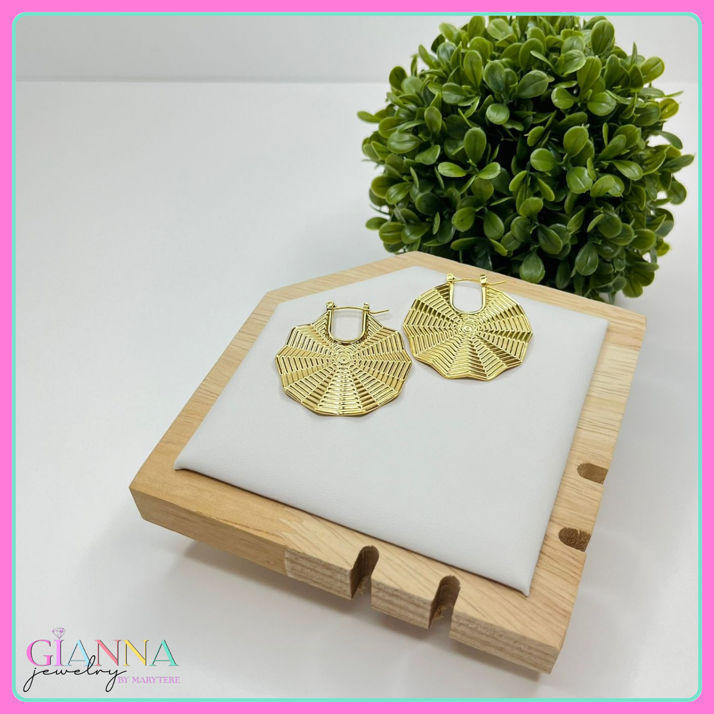 Gold Fan-Shaped Earrings