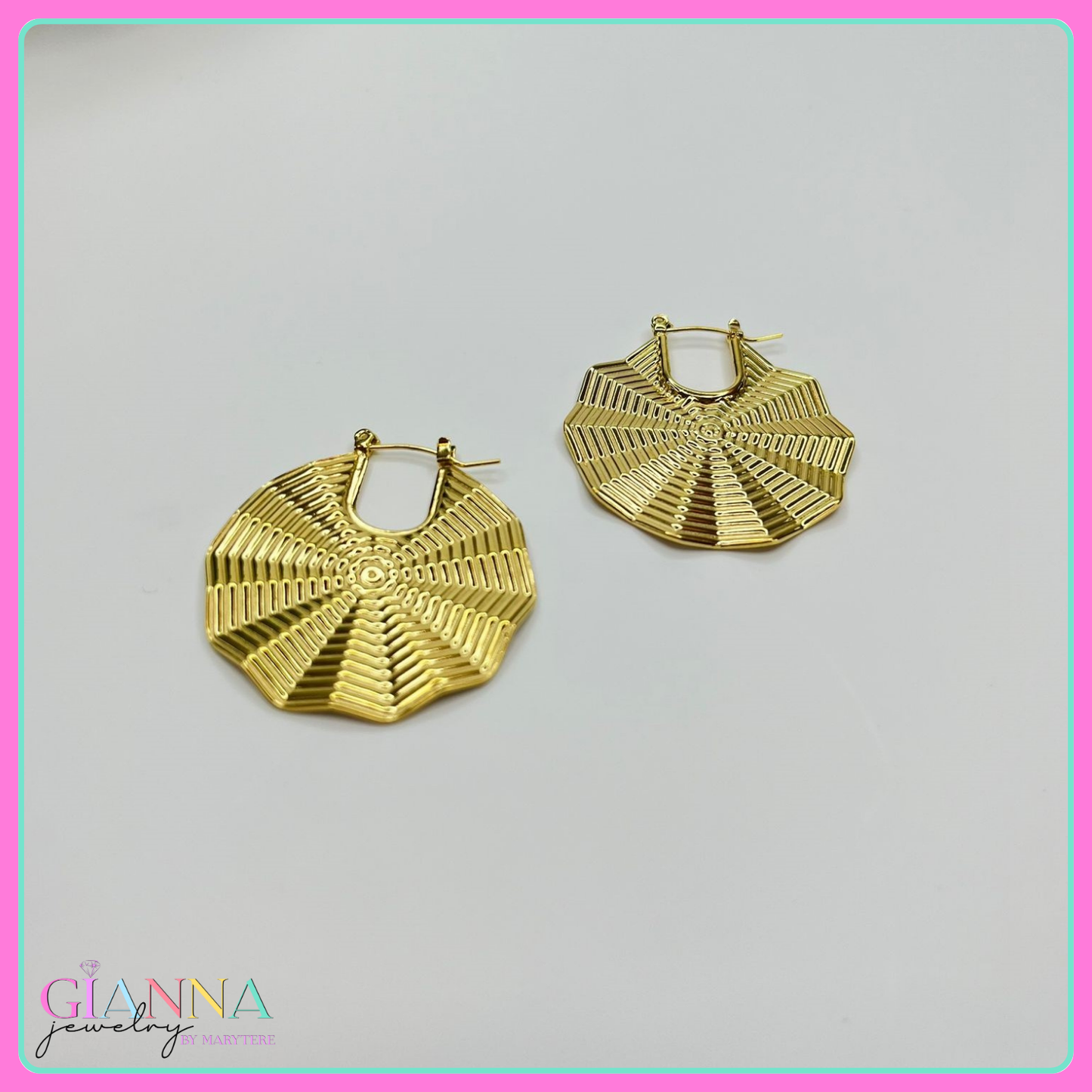 Gold Fan-Shaped Earrings