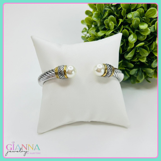 Two Tone Twisted Bangle Bracelet