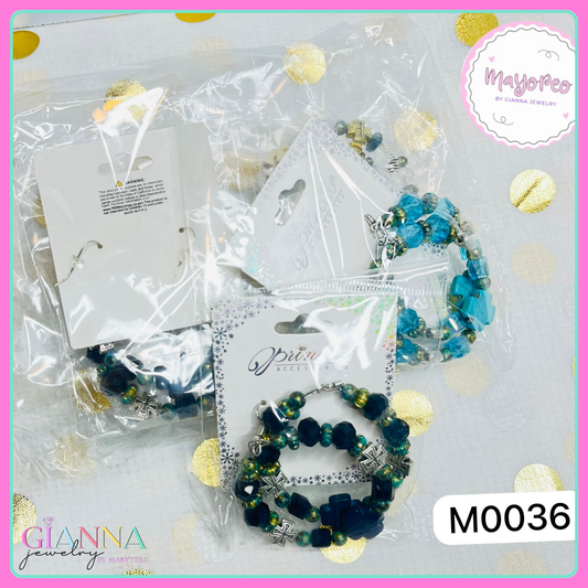 Pendientes en piedras y cruz M0036
