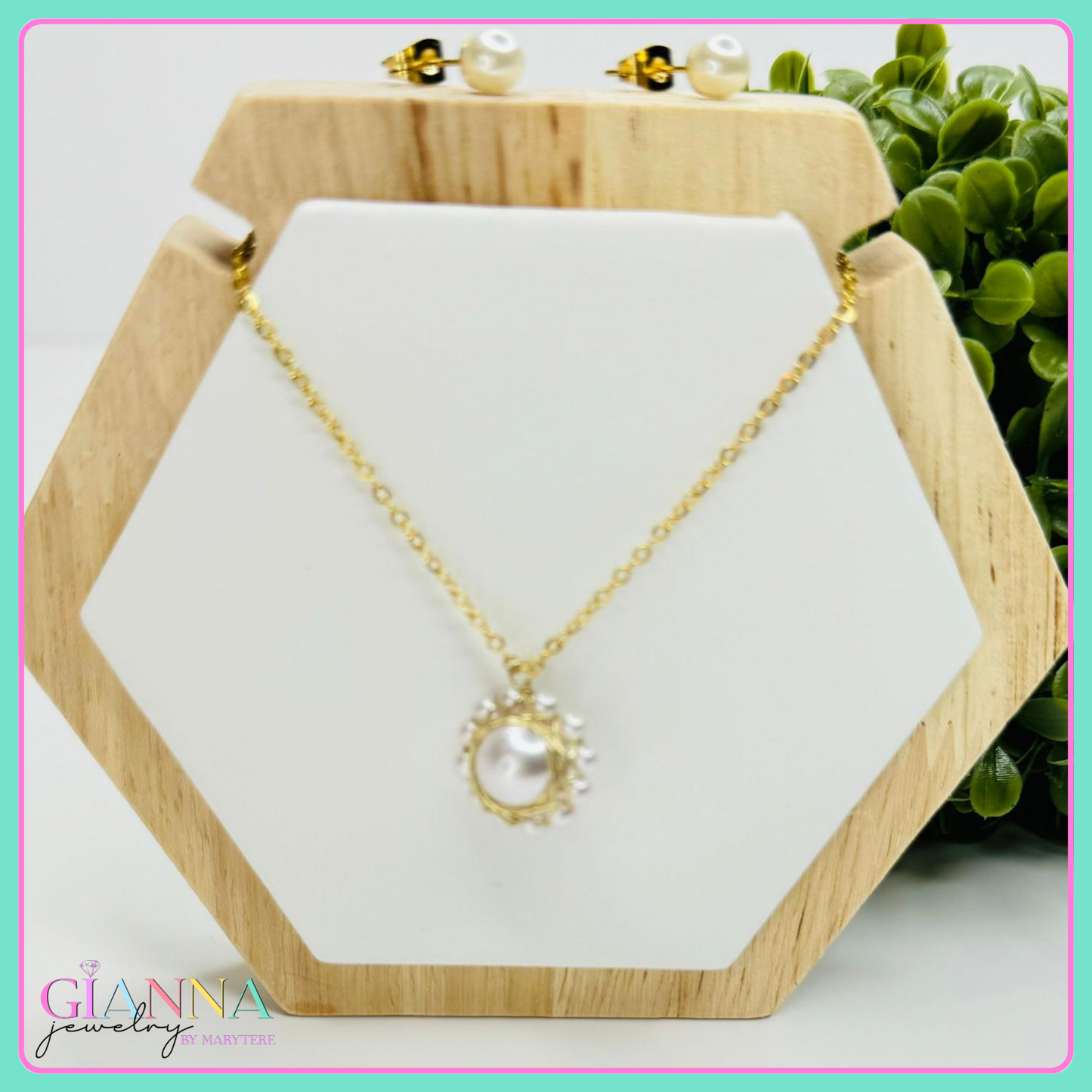 Pearl Pendant Necklace and Earrings Set